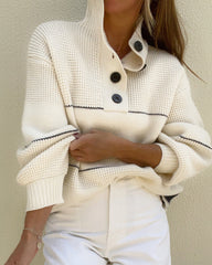 Loose Striped Turtleneck Sweater