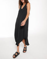 Sleeveless Crew Neck Spaghetti Strap Dress Bohemian Casual Loose Long Flowy Dress