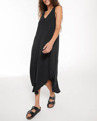 Sleeveless Crew Neck Spaghetti Strap Dress Bohemian Casual Loose Long Flowy Dress