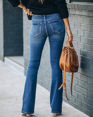 High-waist Elastic Slim Flared Jeans
