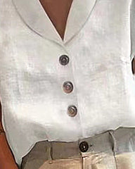 Vintage Cotton Linen Irregular V Neck Top Cotton Linen Shirt