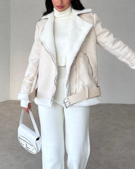 Premium Suede Fabric Jacket with Belt