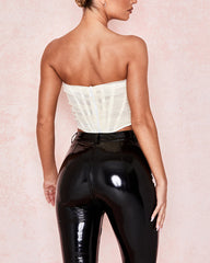 Cropped Herringbone Corset Tank Top