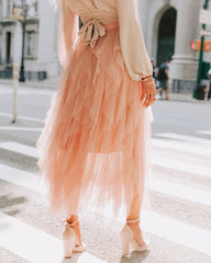 Formal High Low Asymmetrical Midi Tea-Length Elastic Waist Tutu Skirts