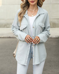 Solid Color Long Sleeve Jacket Casual Pocket Knitted Outerwears