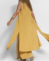 Elegant Solid Color Sleeveless Cardigan