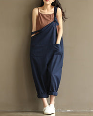 Dungarees Loose Jumpsuit with Straps Overalls Long Baggy Summer Trousers Romper
