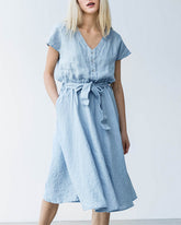 Summer Short Sleeve Button Holiday Party Dress Shirt Dress