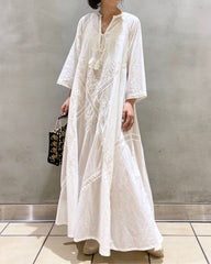 Lace-up V-Neck Long Beach Dress Boho Women Maxi Dress