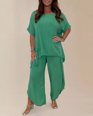 Two Piece Outfits Summer Short Sleeve Shirts and Pants Sets