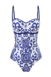 Majolica-Print Balconette One Piece Swimsuit