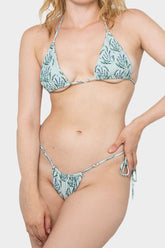 Halter Triangle Tie Side Bikini Set With Ring Detailing - Lavender Green