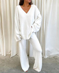 Two Piece Outfit Long Sleeve Crewneck Pullover Tops and Long Pants Tracksuit Sweatsuits