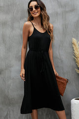 Drawstring Waist And Solid Casual Dress