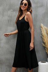 Drawstring Waist And Solid Casual Dress