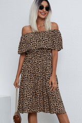 Off The Shoulder Leopard Print Casual Dress