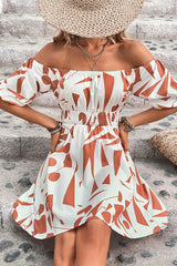 Off The Shoulder Printed Mini Dress