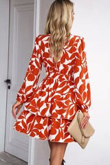 Layered Ruffle  Hem V Neck Casual Dress