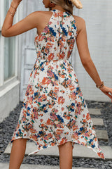 Floral Print Irregularity Hem Midi Dress