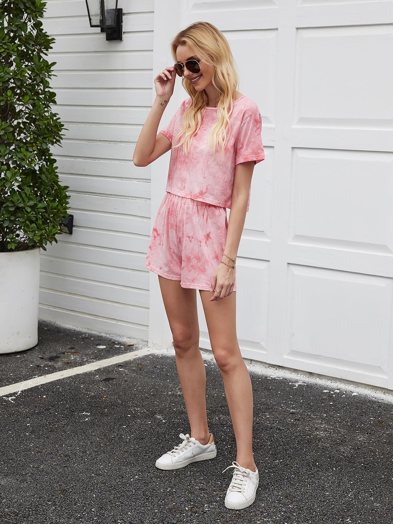 Tie Dye Tee T-Shirt Shorts Two-piece Loungewear