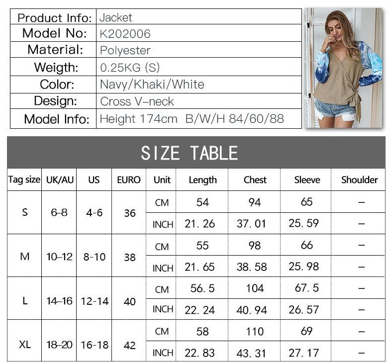 Tie-dye V-neck Cross Strappy Casual Tops