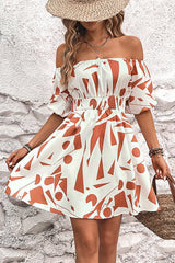 Off The Shoulder Printed Mini Dress