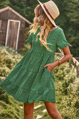 Floral Print Short Sleeve Mini Dress