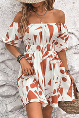 Off The Shoulder Printed Mini Dress