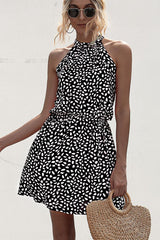 Halter Neck Polka Dot Print Casual Dress