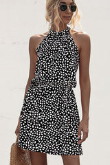 Halter Neck Polka Dot Print Casual Dress