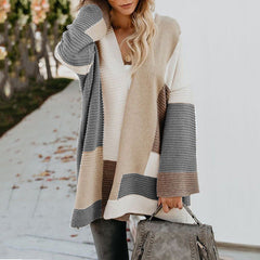 Women's Oversized Loose Splicing Sweater Cardigan