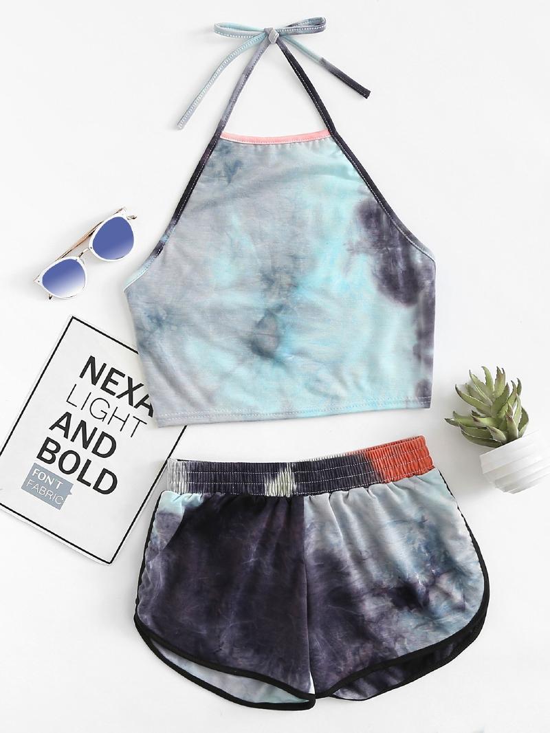 Tie Dye Two-piece Set Loungewear Home Workout Fitness Outfit
