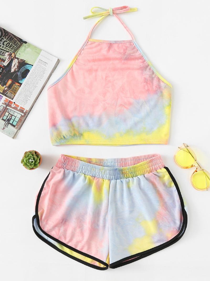 Tie Dye Two-piece Set Loungewear Home Workout Fitness Outfit
