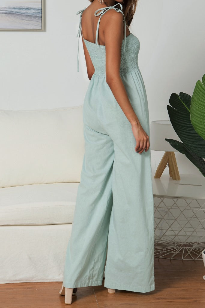 Suspenders Tube Top  Lace-up Jumpsuits Loose Pants