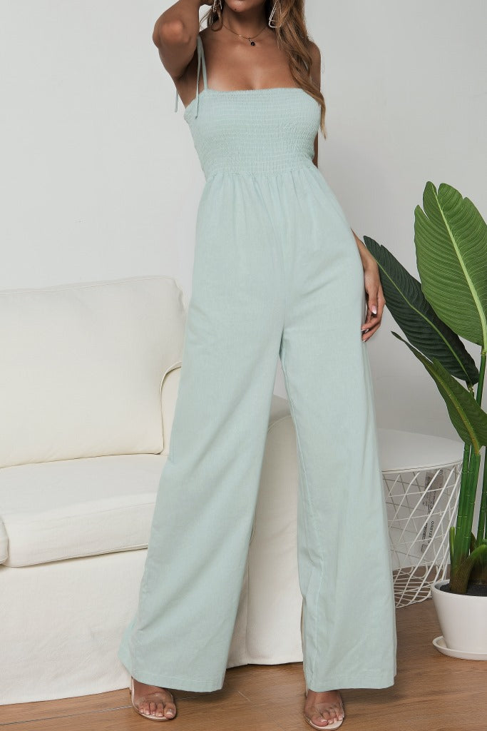 Suspenders Tube Top  Lace-up Jumpsuits Loose Pants