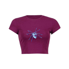 Spider letter print Crop Top Baby Tee