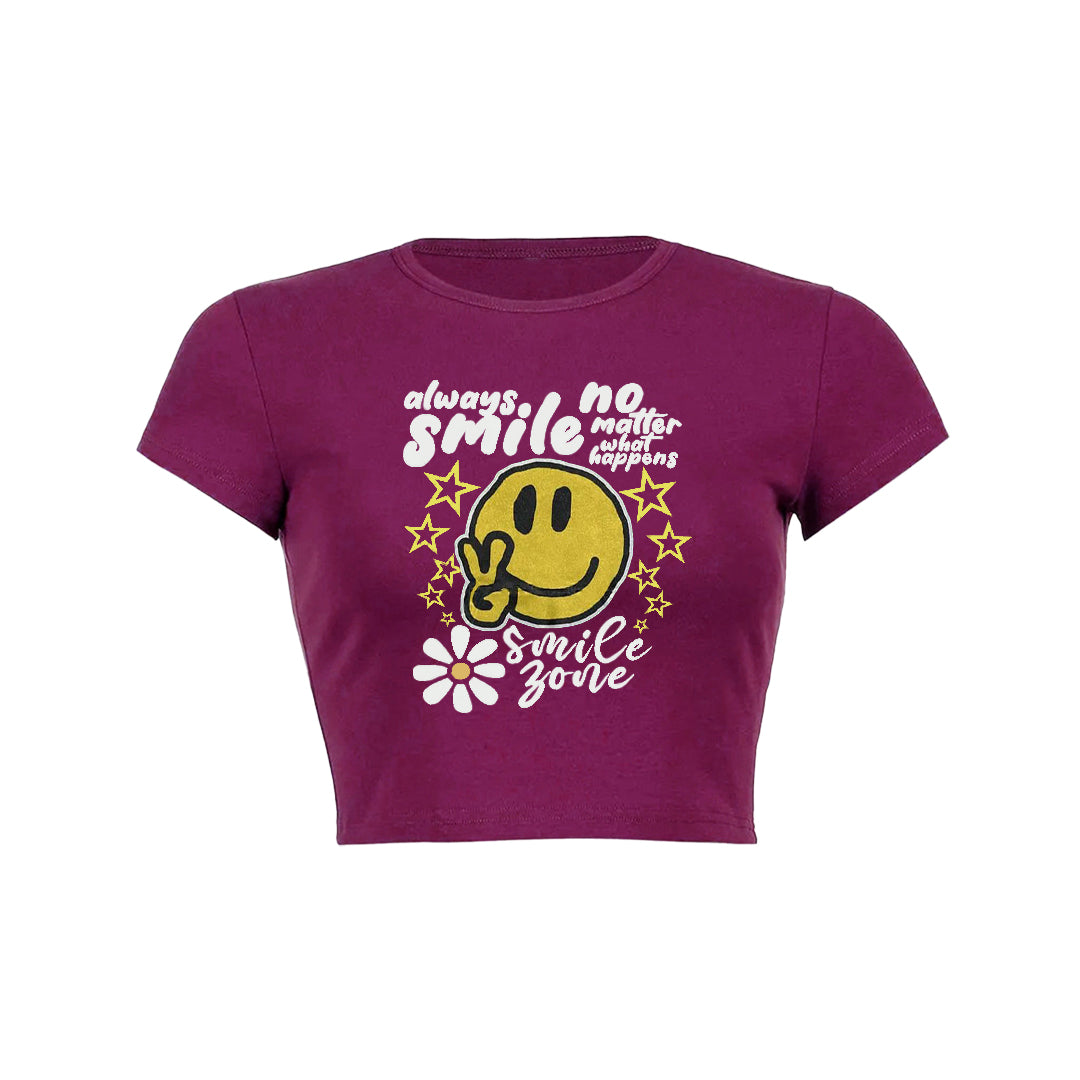 Always smile no matter what happens floral graphic print Baby Tee