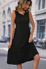 Solid Color Sleeveless Casual Dress