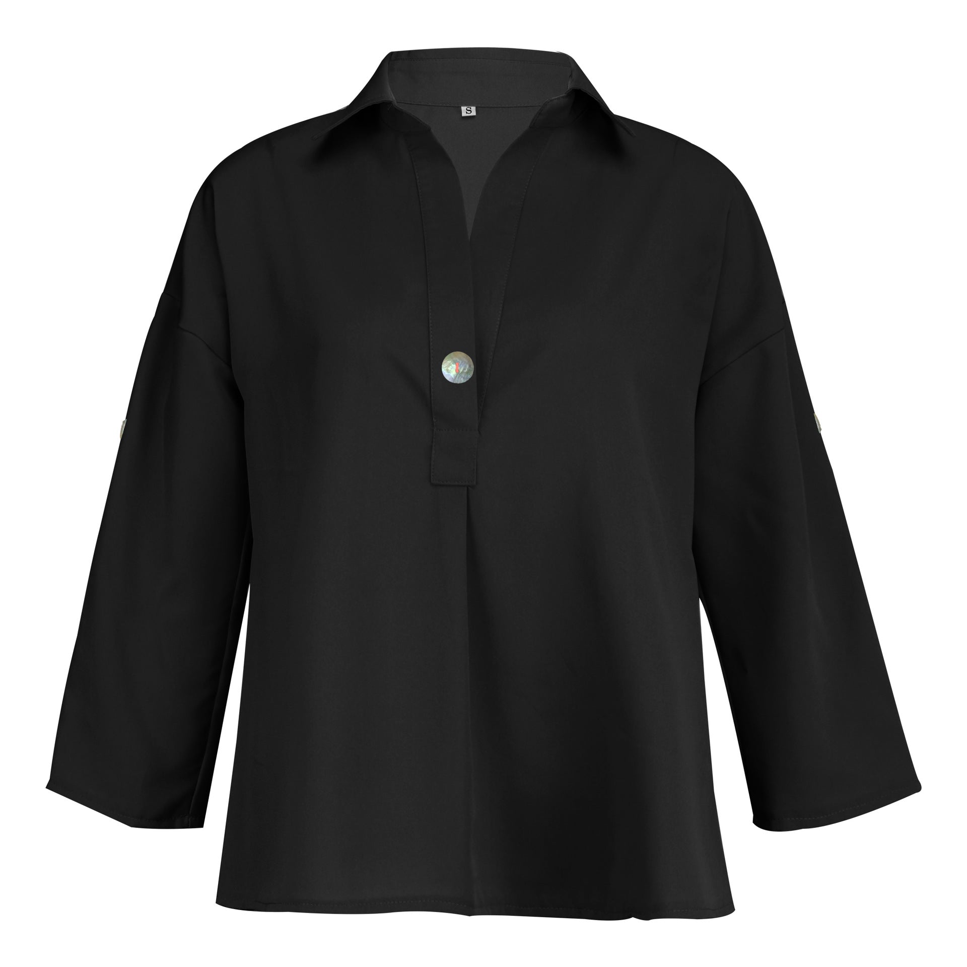 Women V Neck Button Breathable Loose Shirt