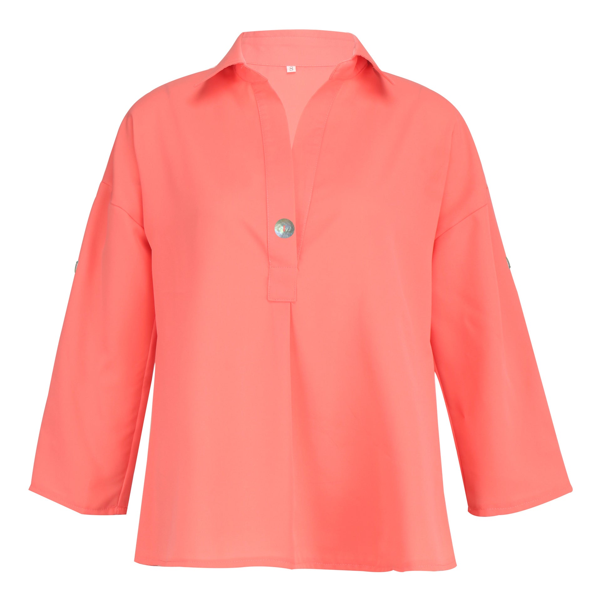 Women V Neck Button Breathable Loose Shirt