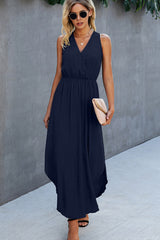 Fashion Solid Color V Neck Sleeveless Dress
