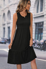 Solid Color Sleeveless Casual Dress
