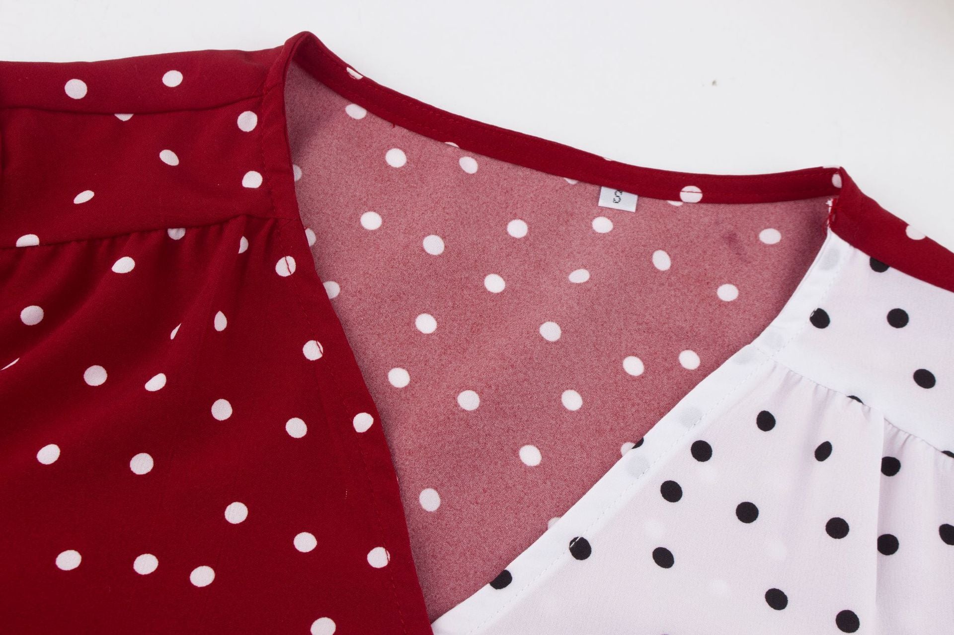 V Neck Polka Dot Splicing Bell Sleeve Shirt