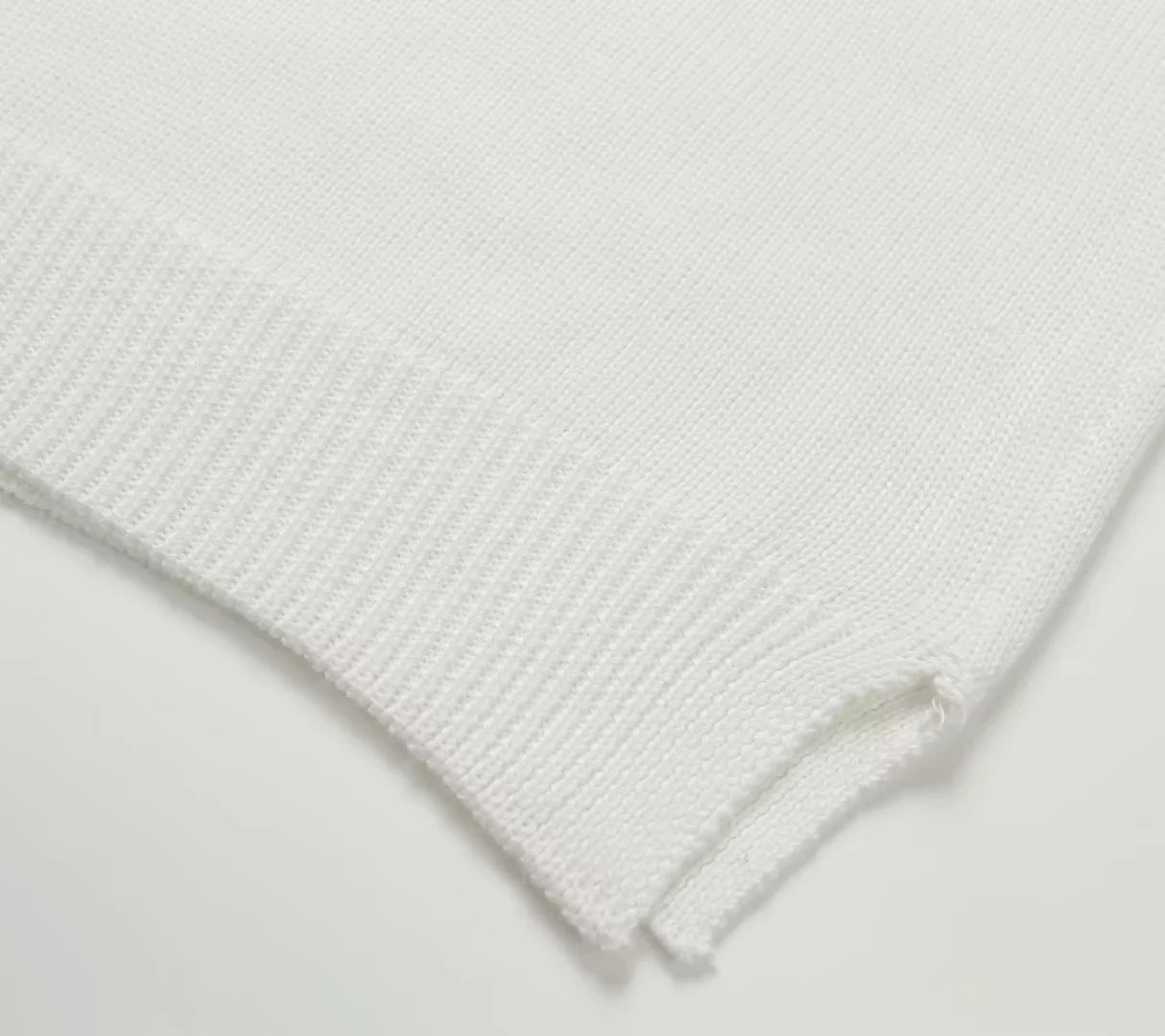 Splicing Hollow-out Flared Sleeve Knit Sweater
