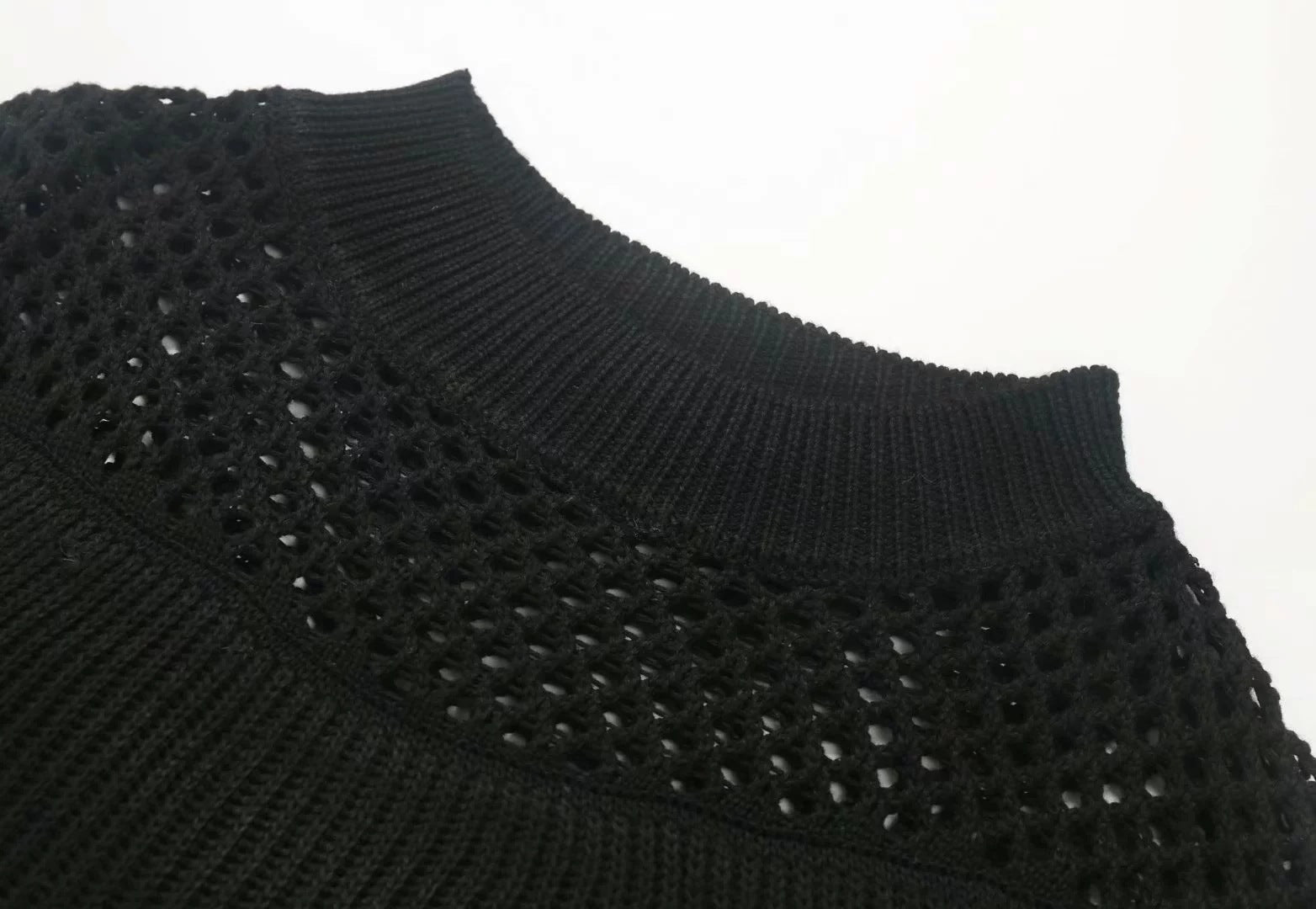 Splicing Hollow-out Flared Sleeve Knit Sweater