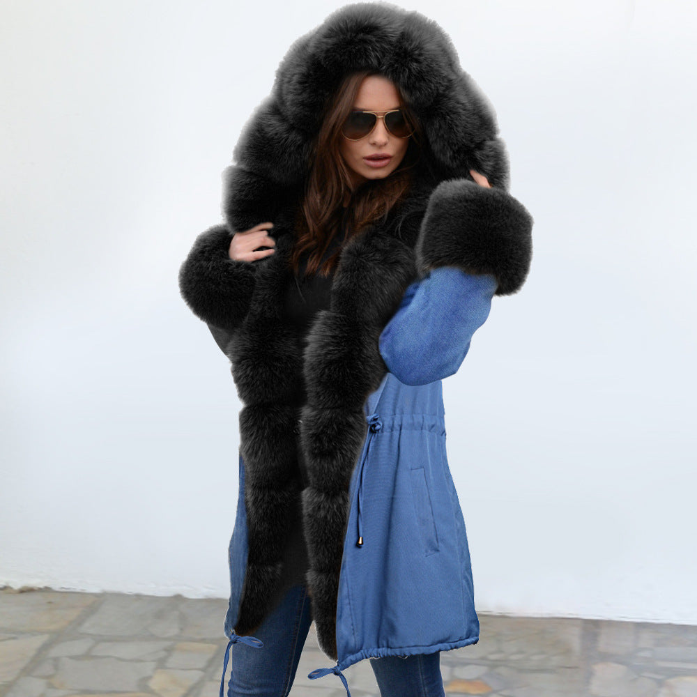 Women's Hooded Plush Coat