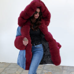 Women's Hooded Plush Coat