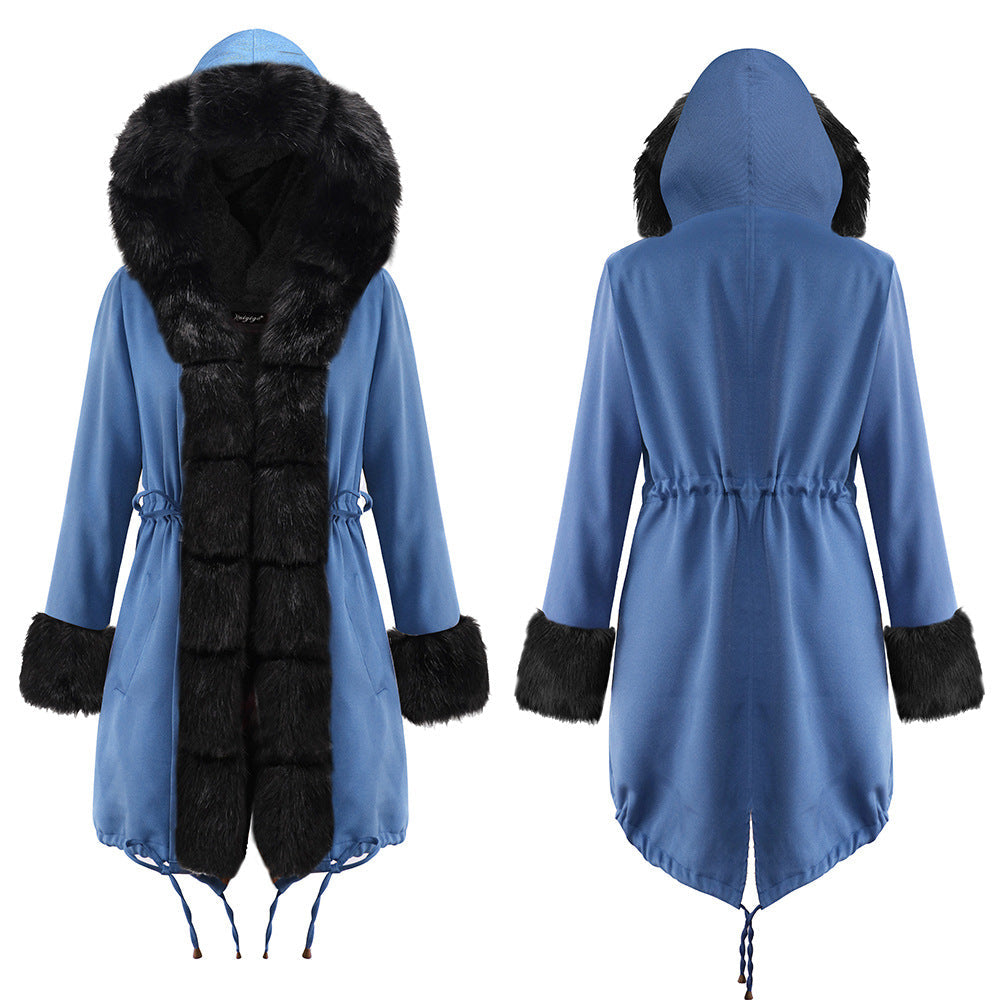 Women's Hooded Plush Coat