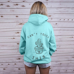 Women's Loose Cactus Pattern Hooded Pullover Sweatshirt