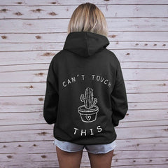 Women's Loose Cactus Pattern Hooded Pullover Sweatshirt